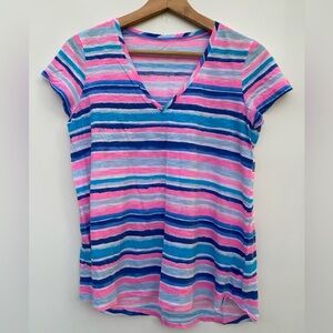Lilly Pulitzer Multicolor Striped V-Neck Tee